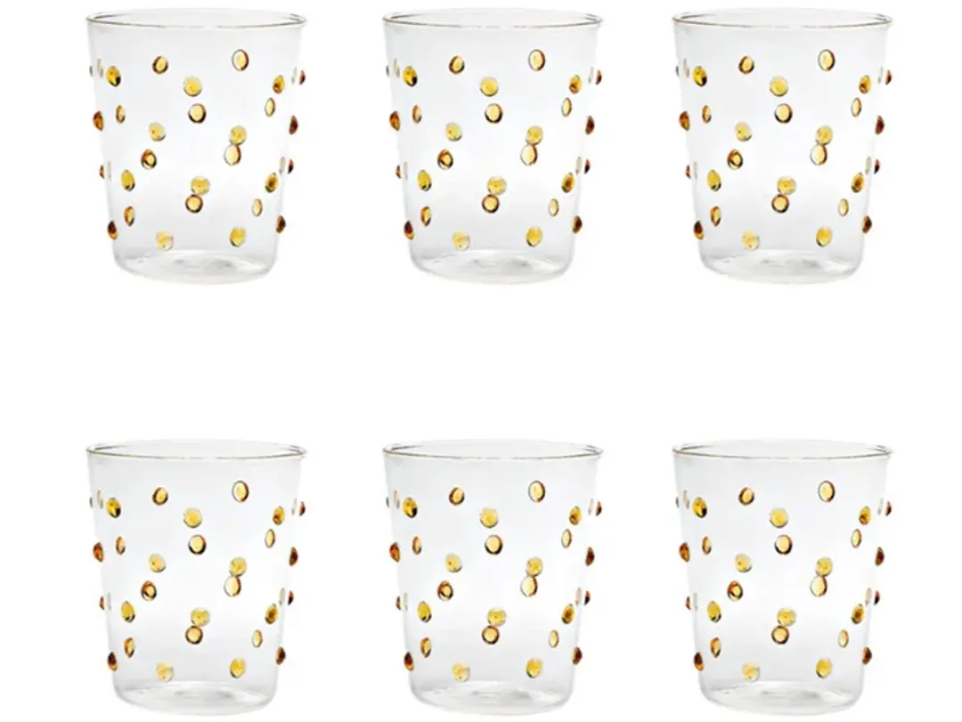 Zafferano Party Waterglazen Goudgeel - 6 Stuks PY00118
