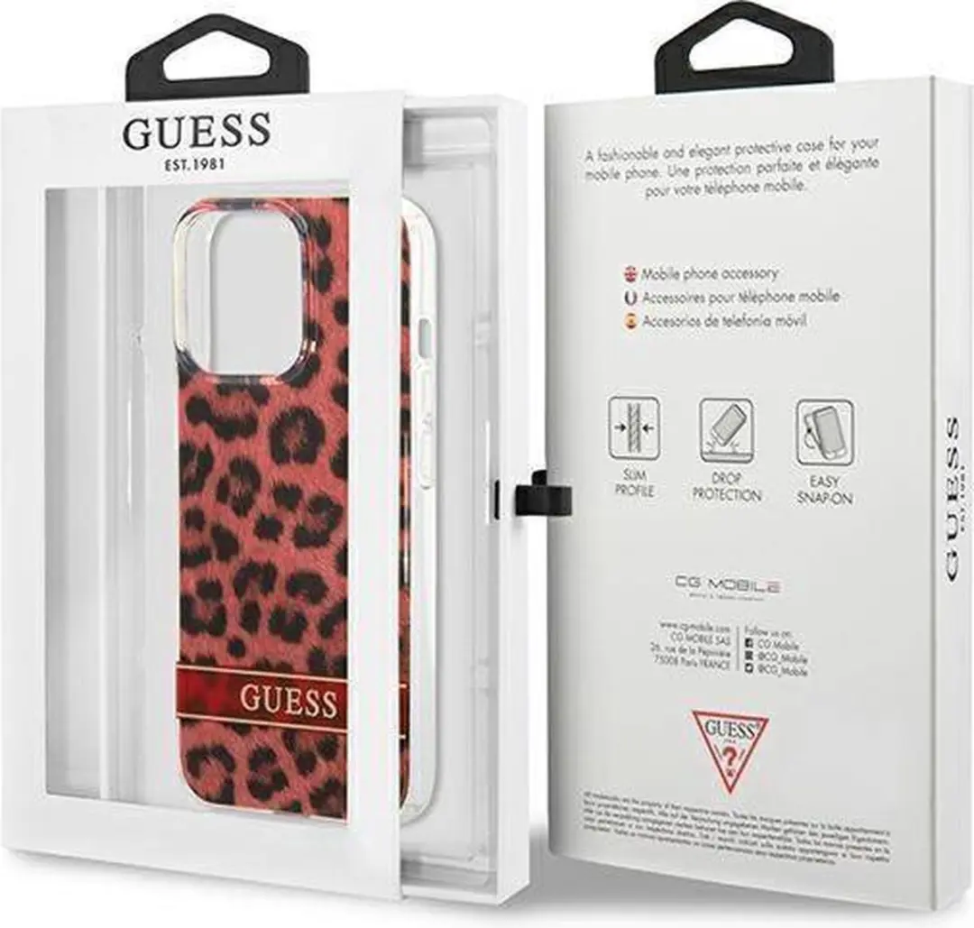 Guess Hulle iPhone 13 Pro/13 Hardcase - Rood/Leopard - afbeelding 6 van 6