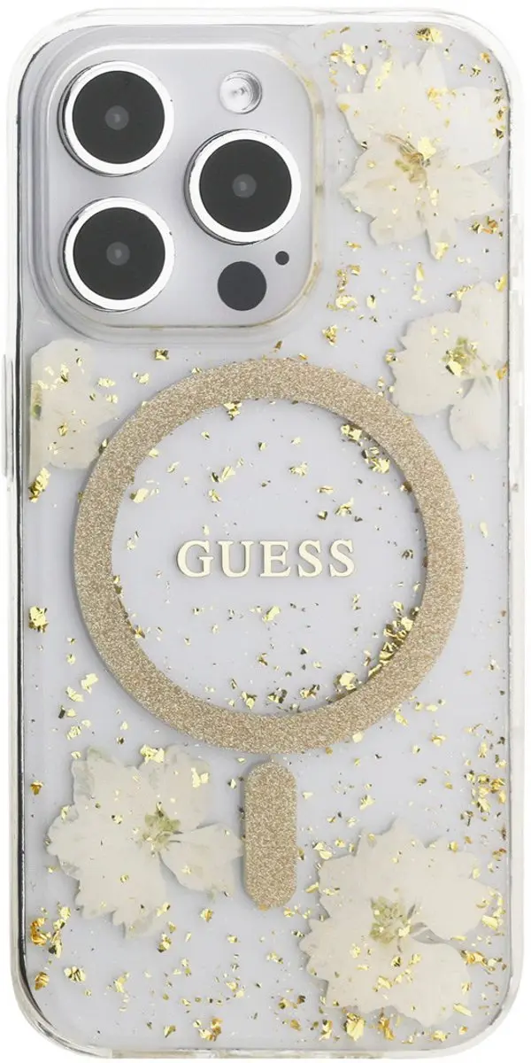 GUESS Telefoonhoesje iPhone 15 Pro - Beige - MagSafe