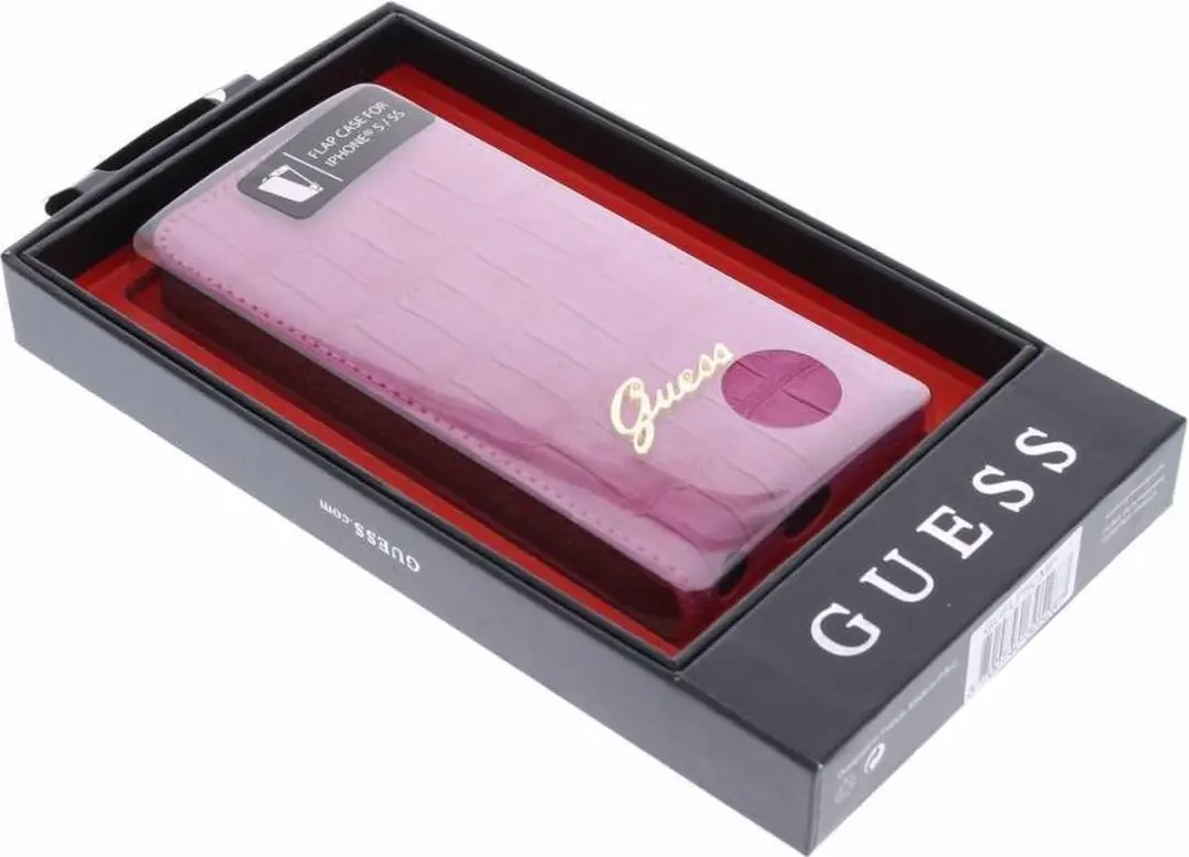 GUESS Leder Flipcase Wallet Cover iPhone 5/5s SE 2016 - Roze Goud - S206-12 - afbeelding 6 van 6