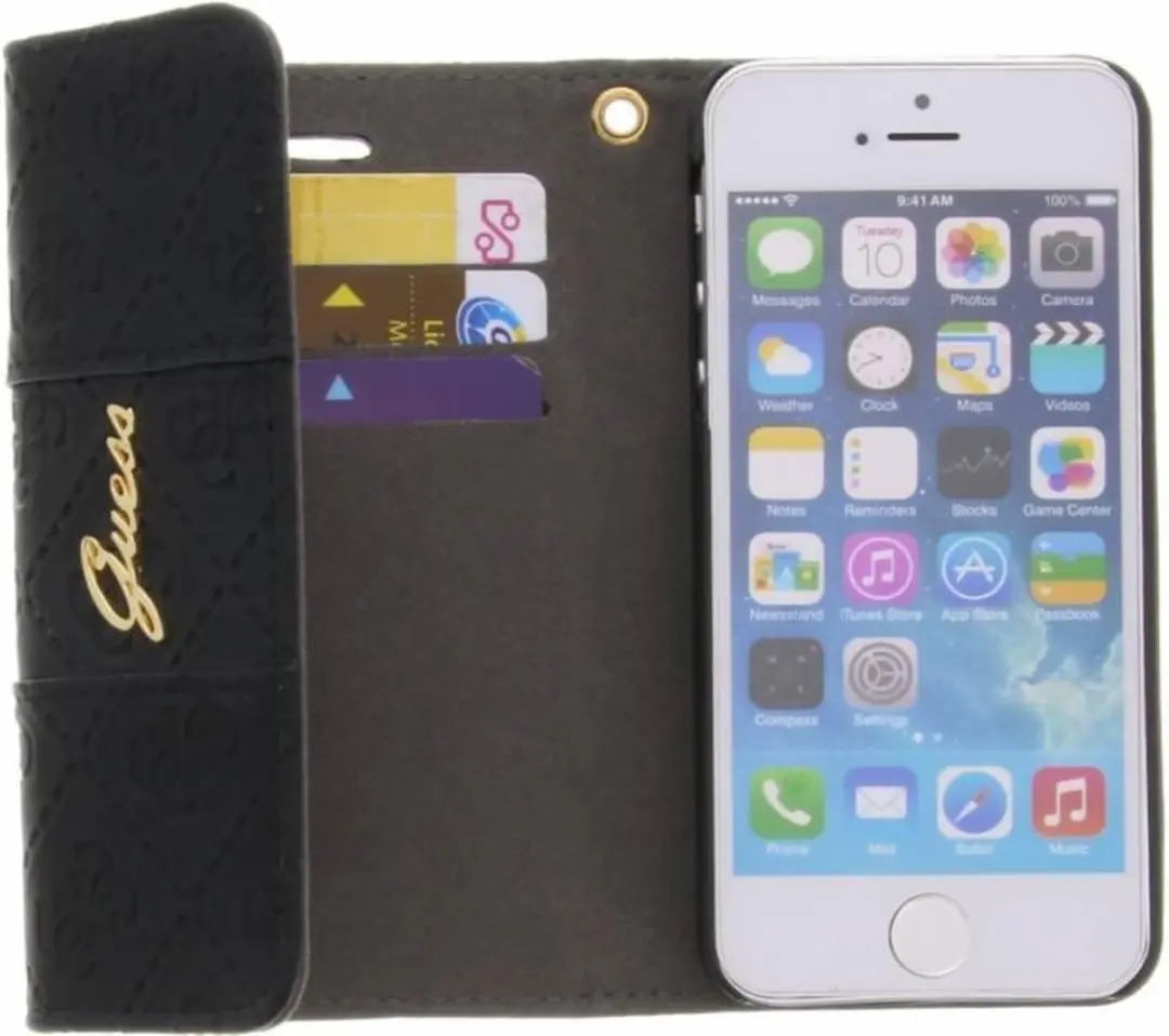 Guess Scarlett iPhone 5/5s Hoesje - 3 Pasjes - Zwart