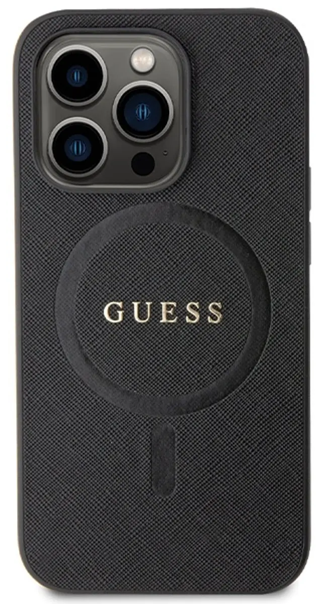 GUESS Saffiano Back Case - iPhone 14 Pro MagSafe - Zwart
