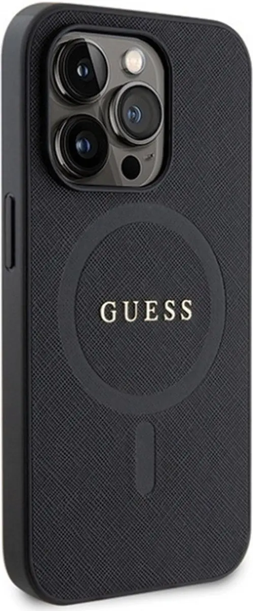 GUESS Saffiano Back Case - iPhone 14 Pro MagSafe - Zwart