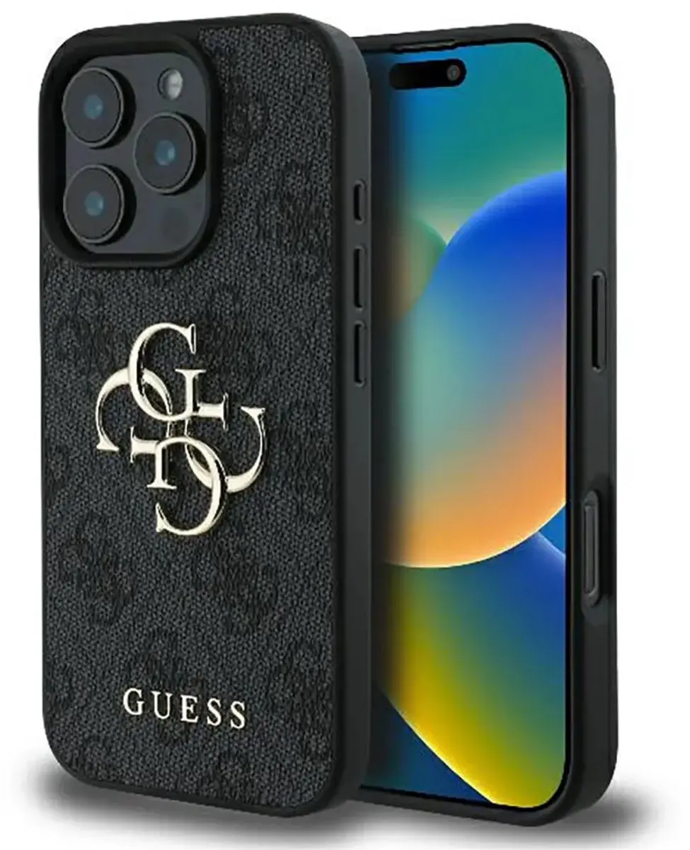 GUESS Metal Logo Hoesje iPhone 16 Pro Max - Grijs