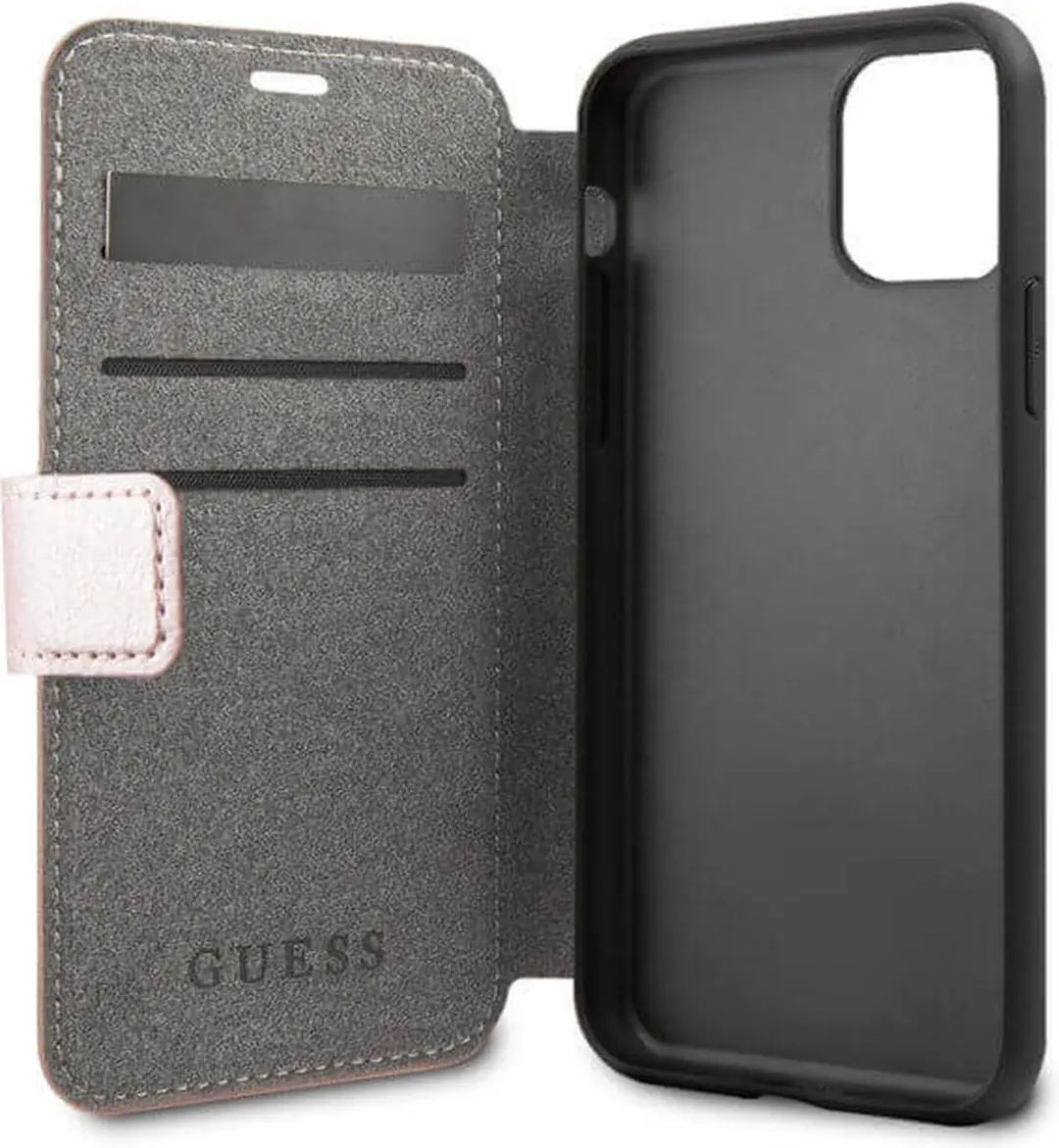 Guess Iridescent Hoesje iPhone 12 Pro - 3 Pasjes - Roségoud