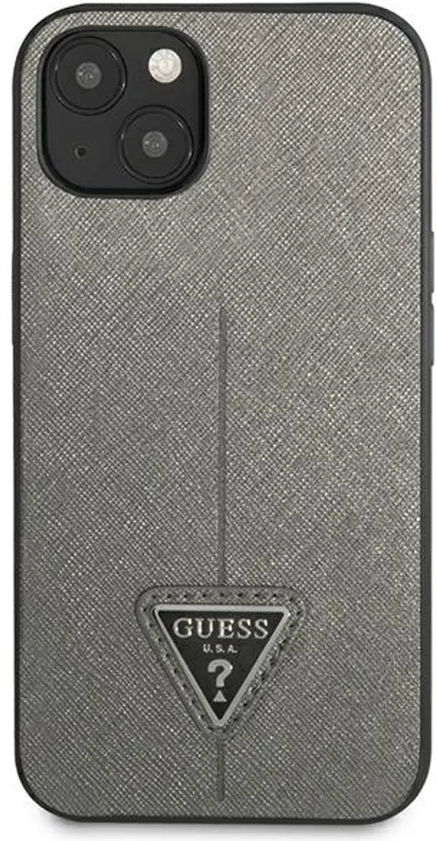GUESS Saffiano Triangle Back Case - iPhone 13 Mini - Zilver