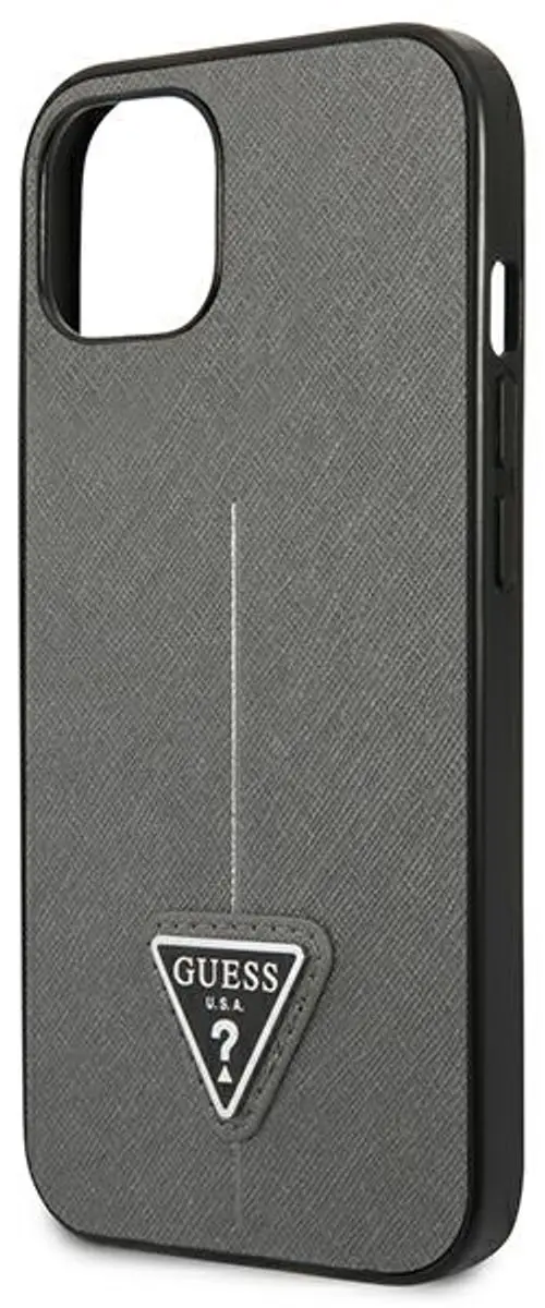 GUESS Saffiano Triangle Back Case - iPhone 13 Mini - Zilver