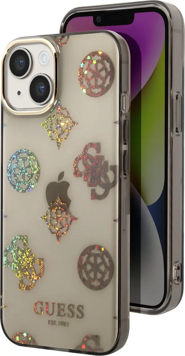 GUESS 4G Peony Glitter Back Case iPhone 14 Plus