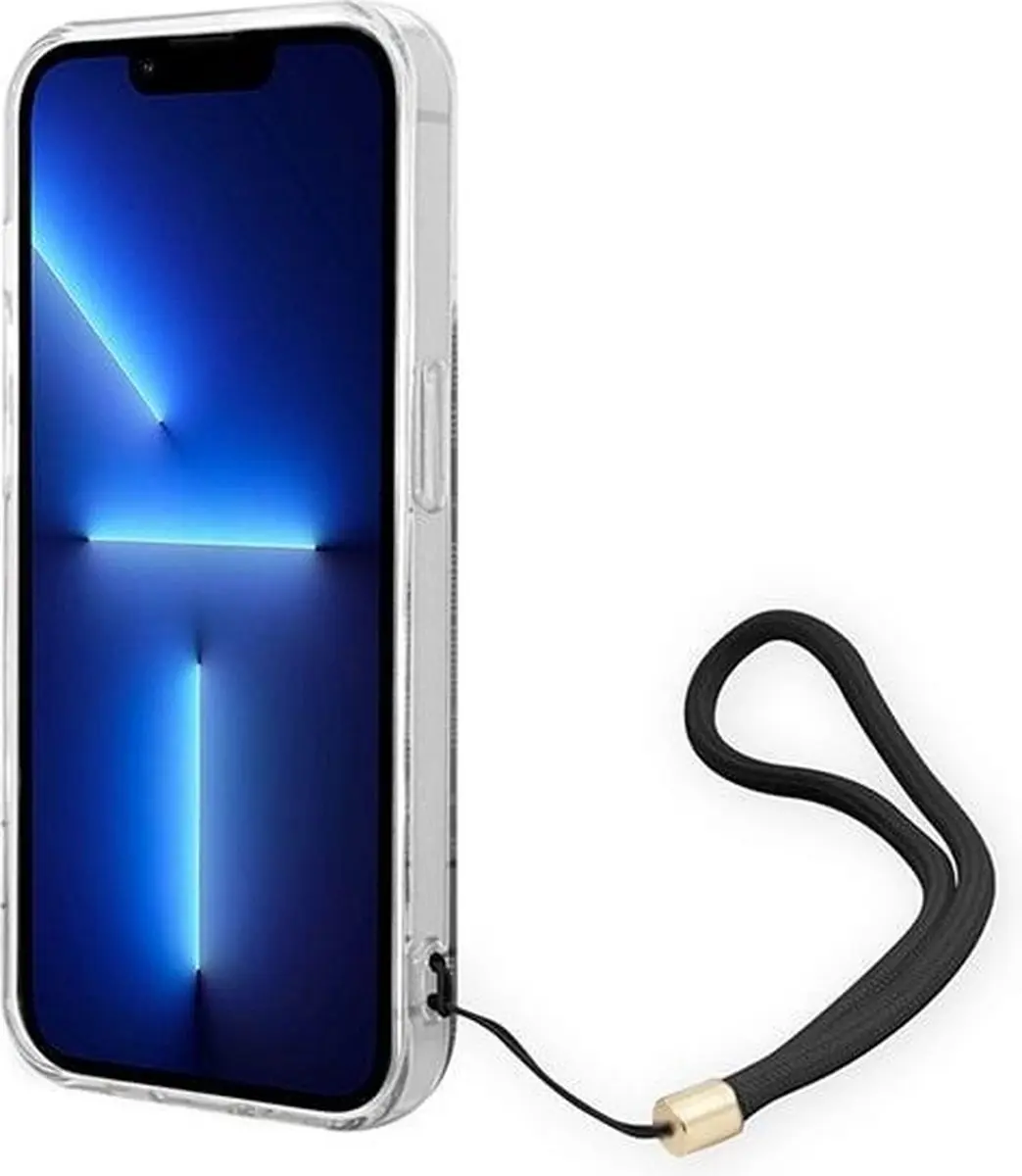GUESS 4G Printed Back Case met Strap - iPhone 14 Pro Max - Zwart