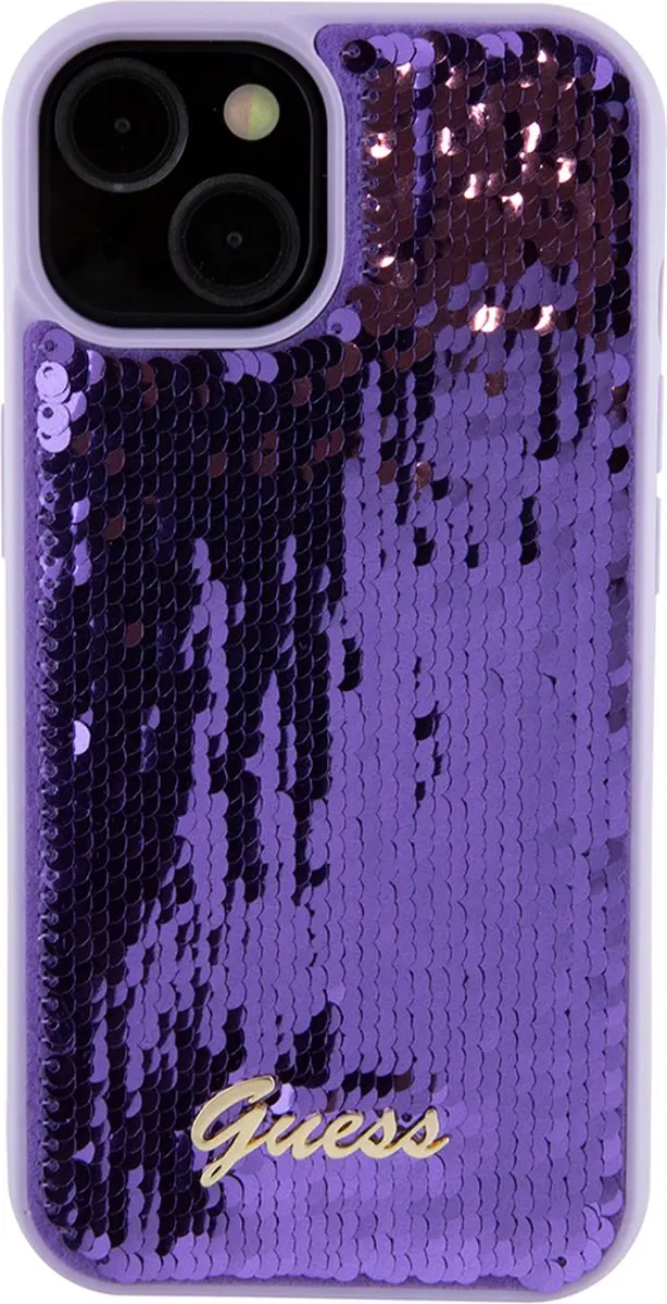 Guess Sequins Script Logo Hoes - iPhone 15 - Paars GUHCP15SPSFDGSU