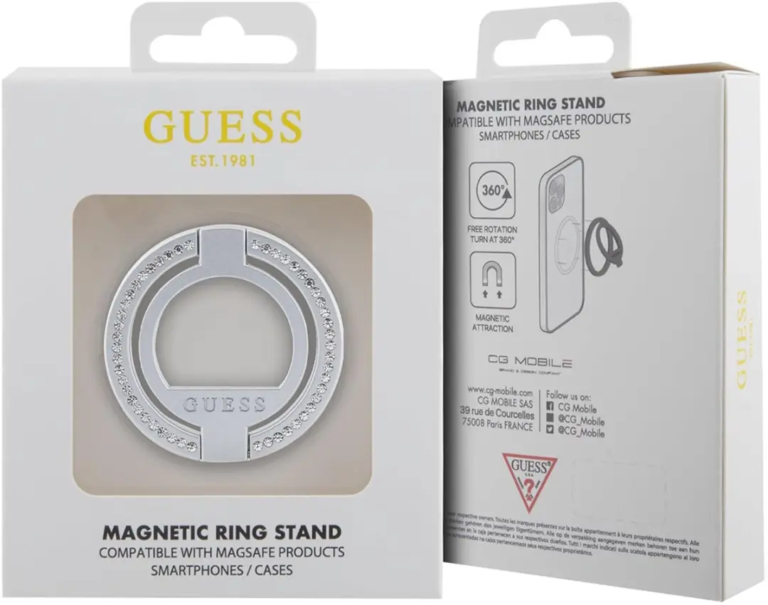 GUESS Magnetische Ring Stand Magsafe 3666339170387 - Zilver