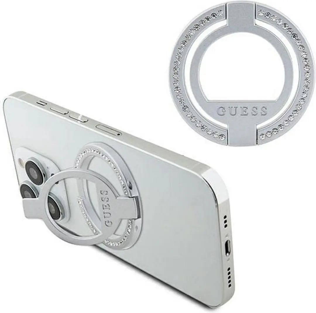 GUESS Magnetische Ring Stand Magsafe 3666339170387 - Zilver