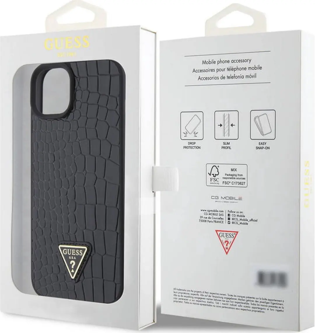 GUESS Crocodile Triangle Back Case - iPhone 15 - Zwart