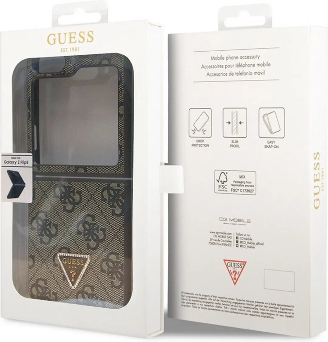 GUESS 4G Triangle Back Case - Samsung Galaxy Z Flip 5 - Bruin