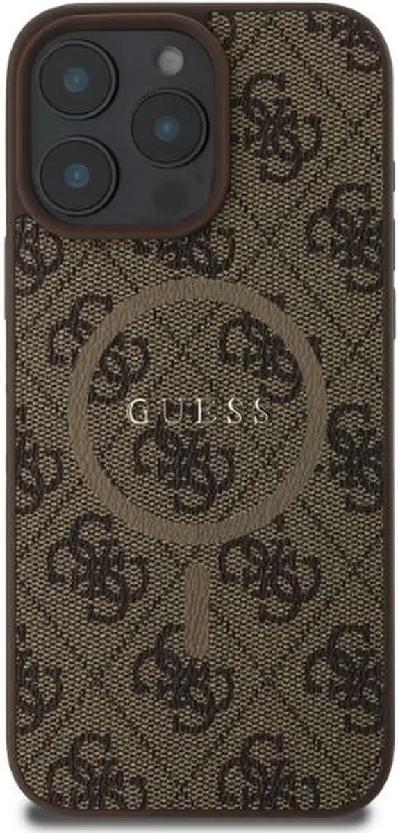 GUESS Hoesje iPhone 16 Pro Max - MagSafe & 4G Print - Bruin