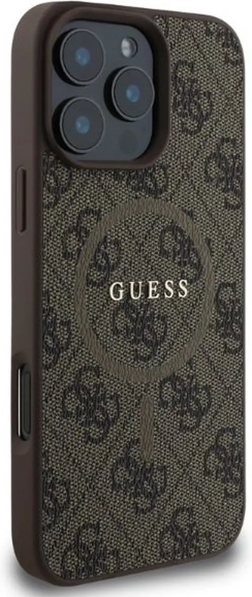 GUESS Hoesje iPhone 16 Pro Max - MagSafe & 4G Print - Bruin