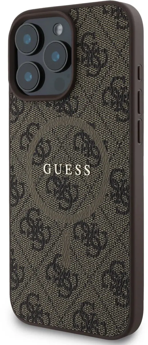 GUESS Hoesje iPhone 16 Pro Max - MagSafe & 4G Print - Bruin