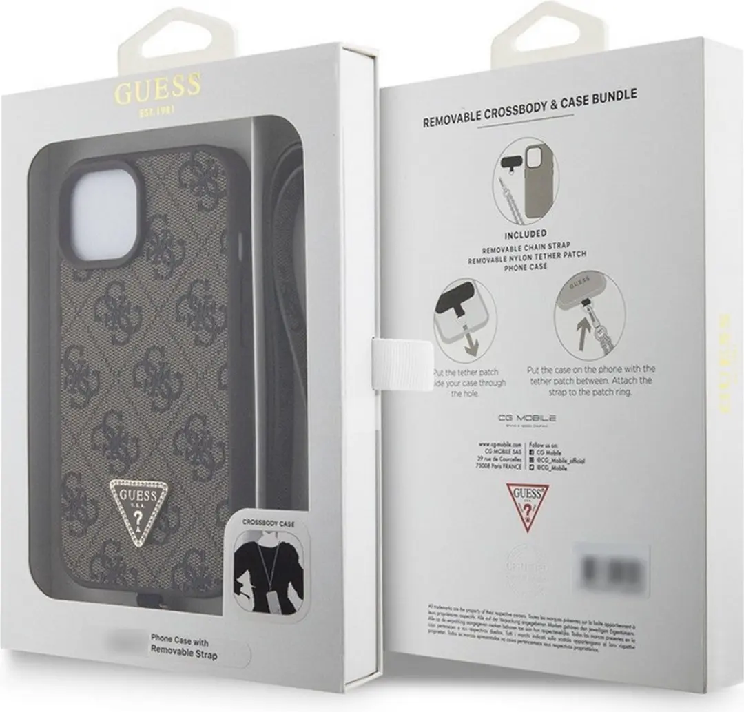 GUESS 4G Triangle Crossbody iPhone 15 Hoes - Bruin