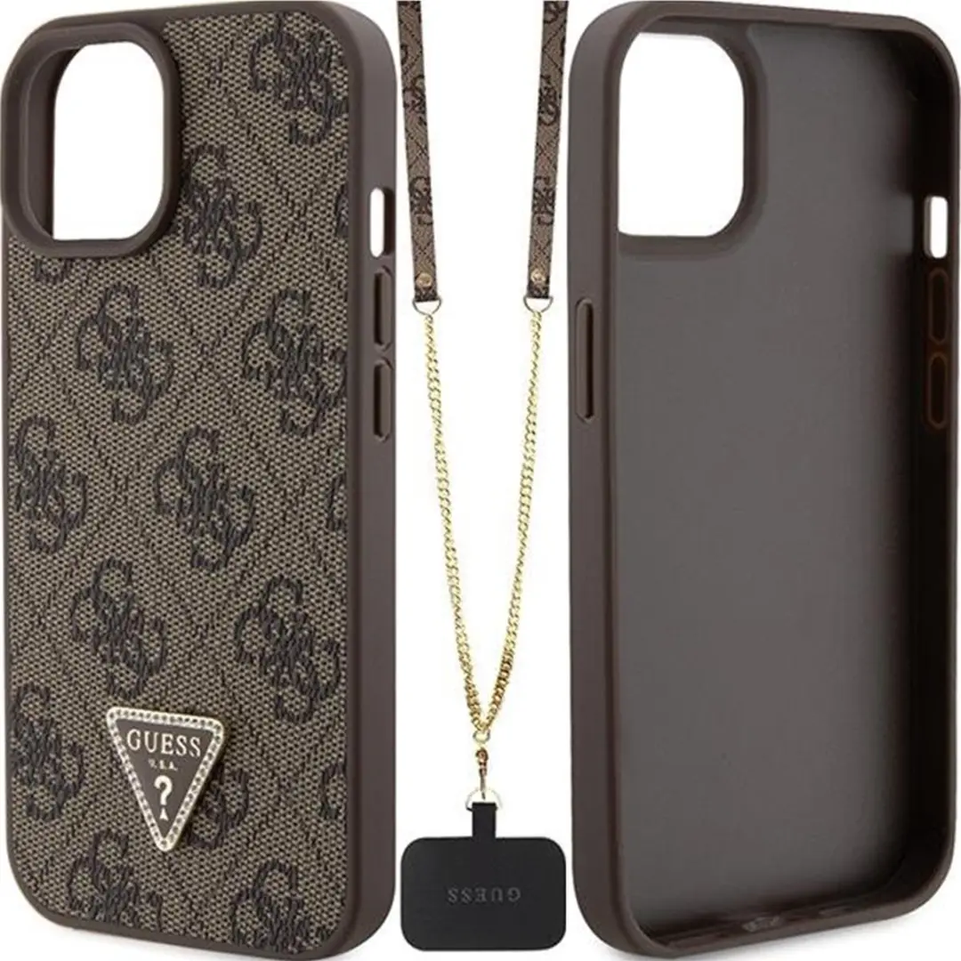 GUESS 4G Triangle Crossbody iPhone 15 Hoes - Bruin