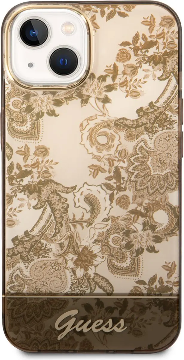 GUESS Toile de Jouy Back Case - iPhone 14 Plus - Bruin