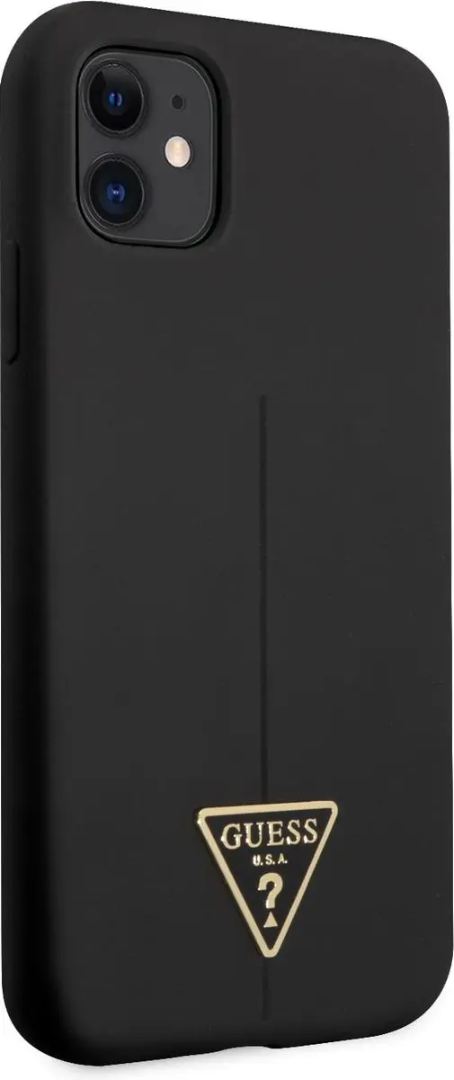 Guess Silicone Triangle Line Back Case - iPhone 11 Zwart