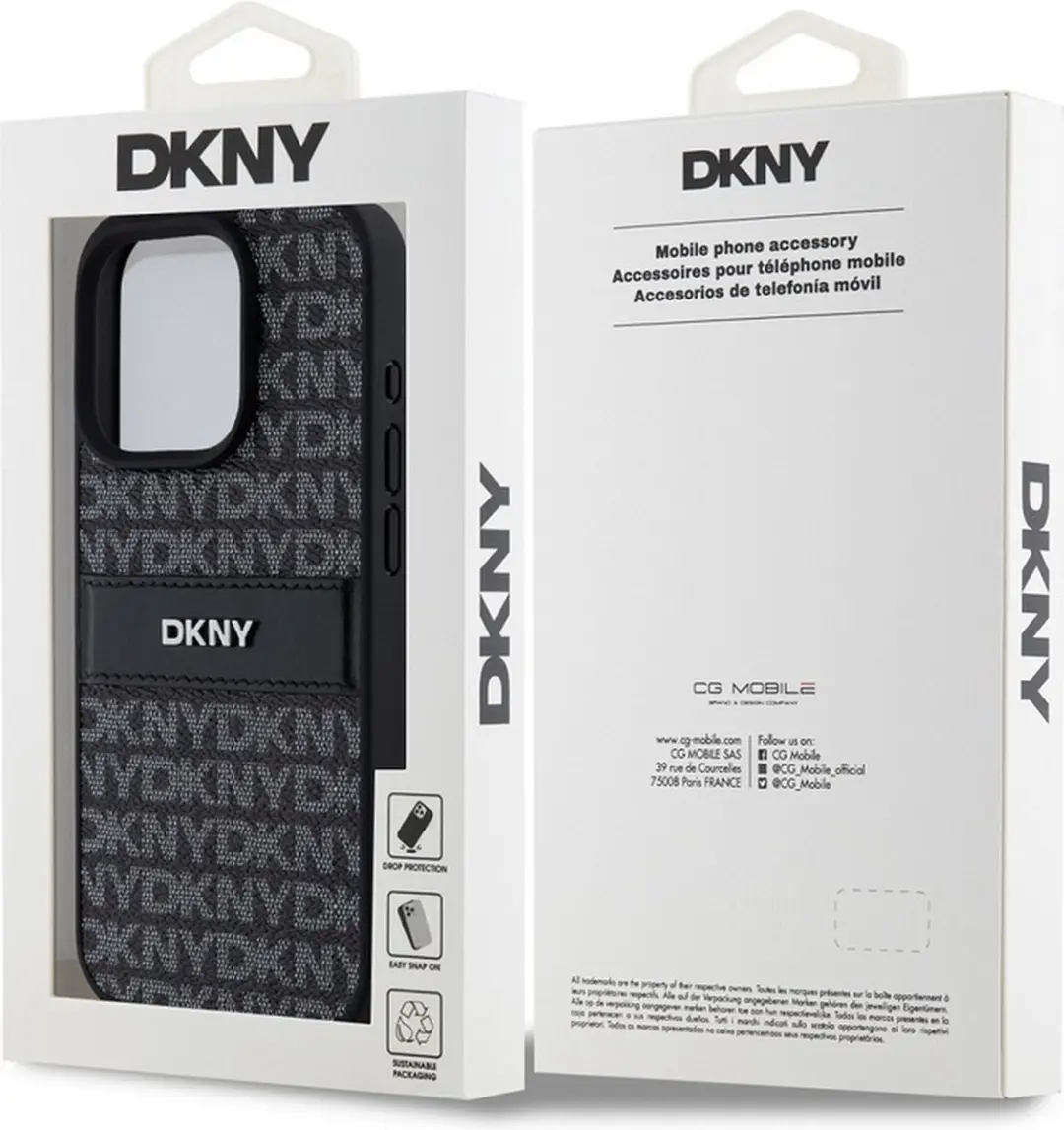 DKNY Textured Tonal Stripe Back Case - iPhone 14 Pro - Zwart - afbeelding 6 van 6