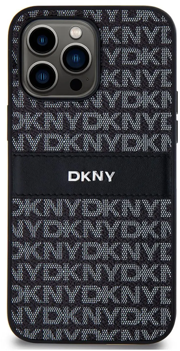 DKNY Textured Tonal Stripe Back Case - iPhone 14 Pro - Zwart