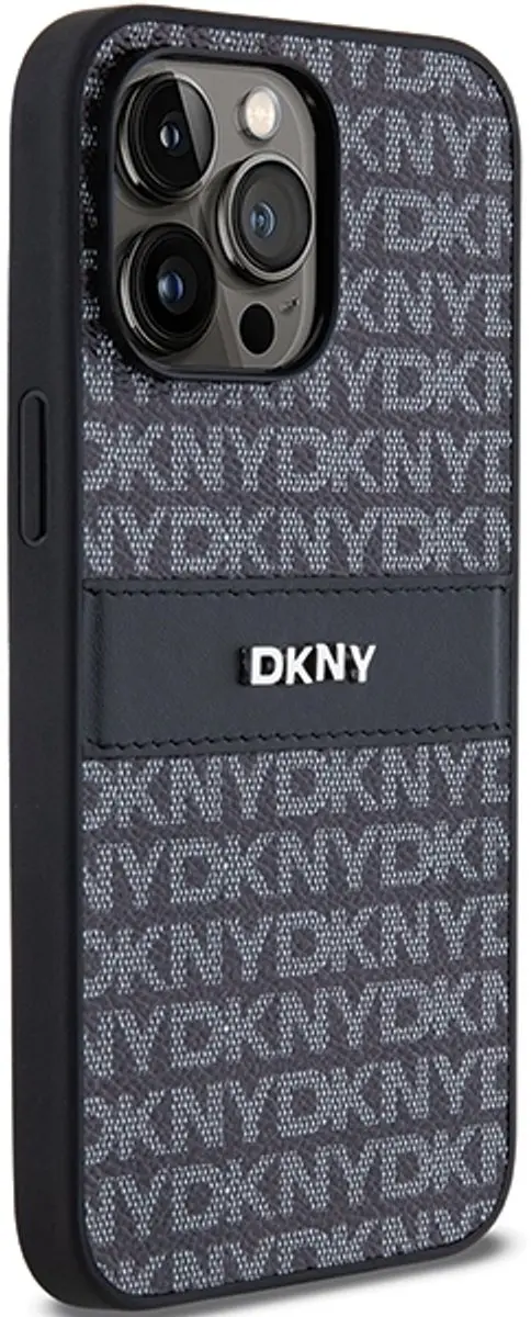 DKNY Textured Tonal Stripe Back Case - iPhone 14 Pro - Zwart