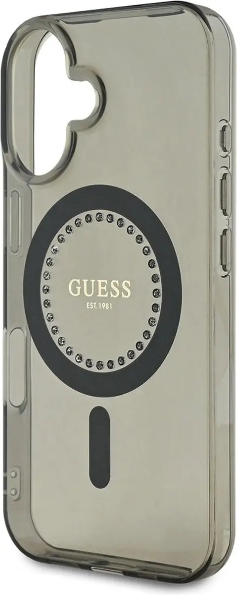 GUESS IML Rhinestones Hoesje iPhone 16 - Zwart