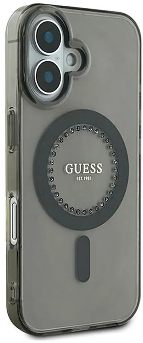 GUESS IML Rhinestones Hoesje iPhone 16 - Zwart