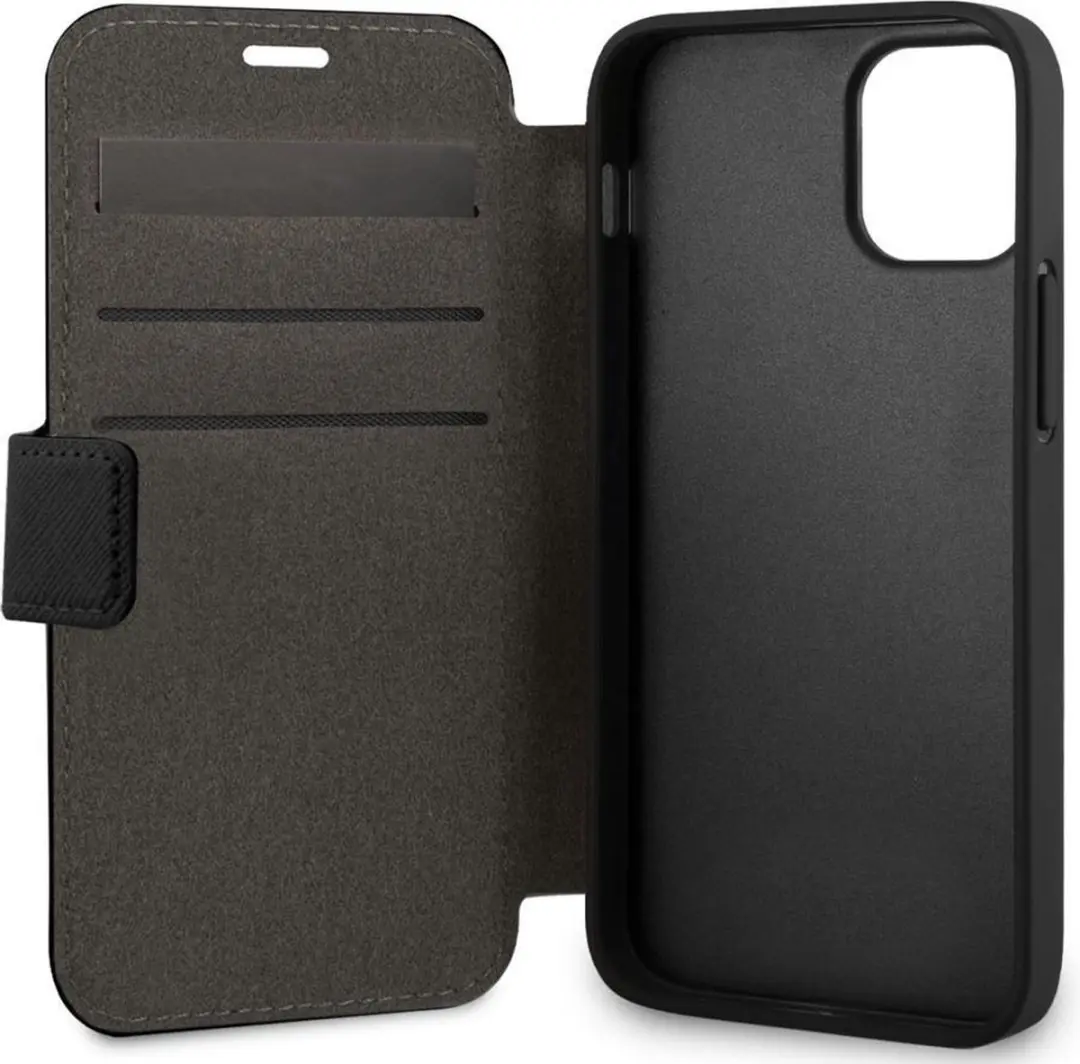 GUESS iPhone 12 Mini Bookcase Hoesje - 3 Pasjes - Zwart