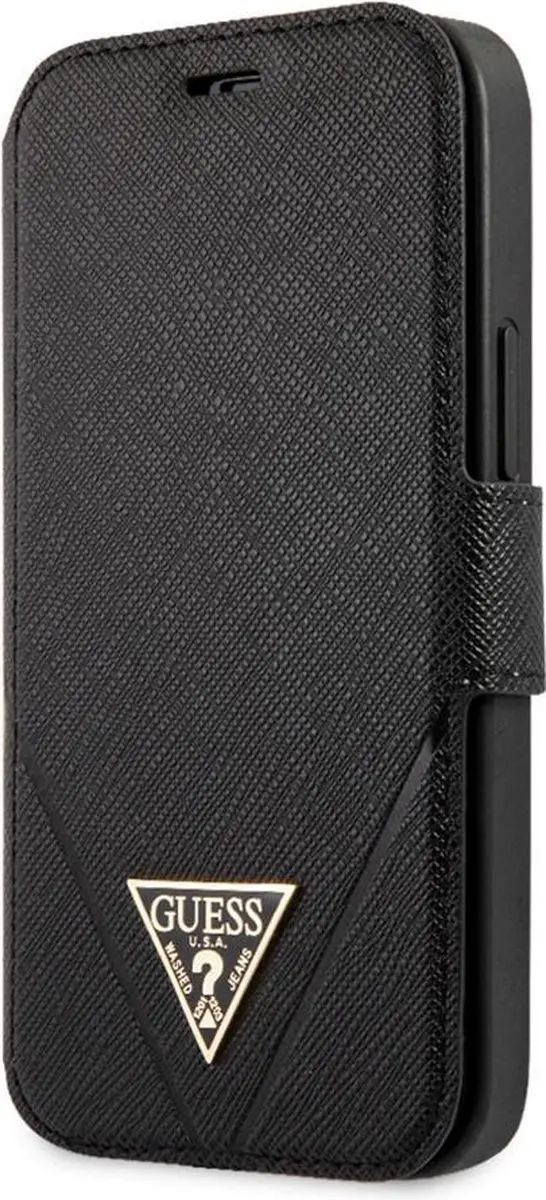 GUESS iPhone 12 Mini Bookcase Hoesje - 3 Pasjes - Zwart