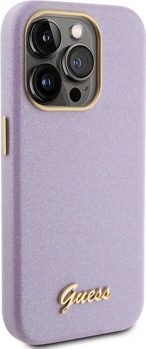 Guess Full Wrapped Glitter Back Case iPhone 15 Pro - Paars - afbeelding 6 van 6