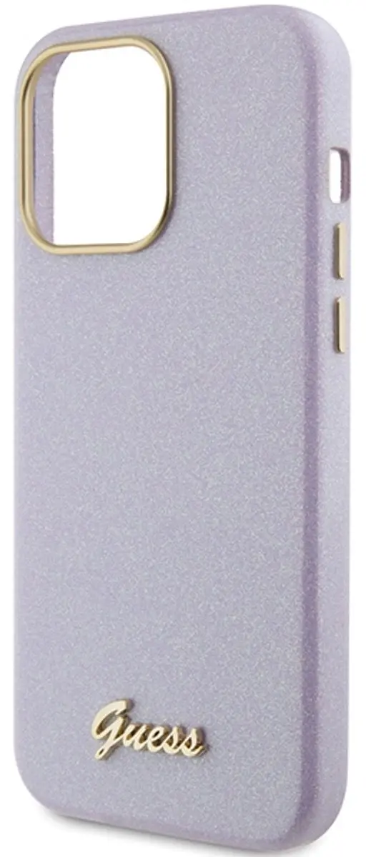 Guess Full Wrapped Glitter Back Case iPhone 15 Pro - Paars