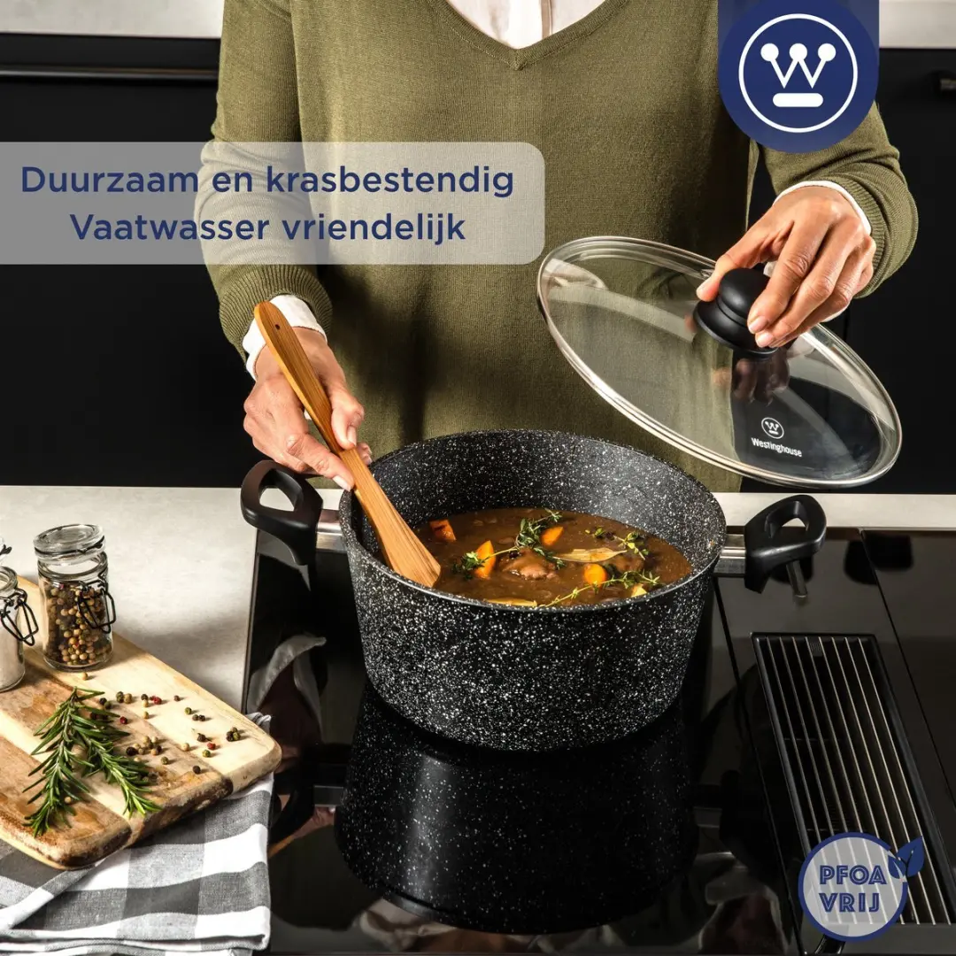 Westinghouse 3-delige Pannenset - Zwart Marmer - 3 Stuks