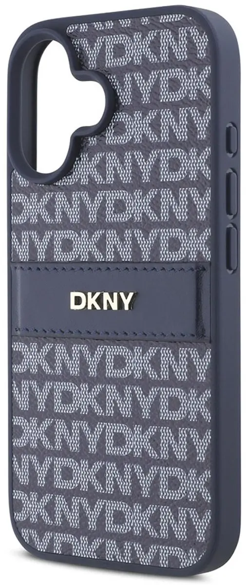 DKNY Repeat Pattern Tonal Stripe iPhone 16 Hoesje - Blauw DKHCP16SPRTHSLB