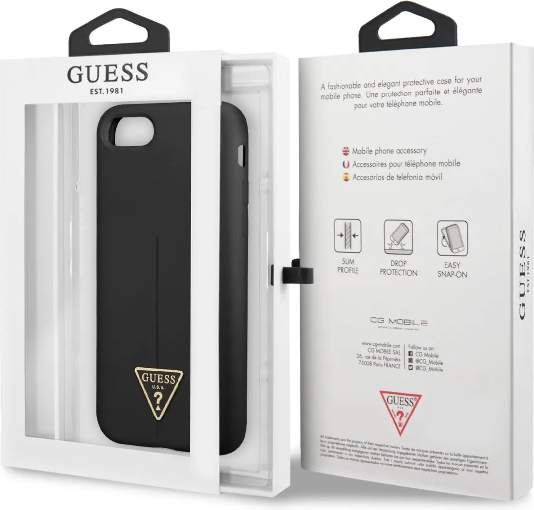 GUESS Silicone Triangle Line Back Case - iPhone 7/8/SE Zwart