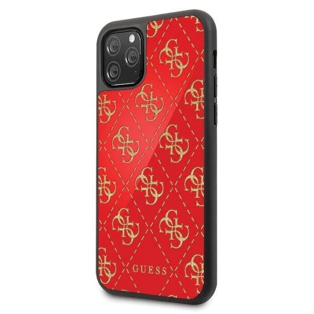 GUESS Double Layer Glitter Backcase iPhone 11 Pro - Rood