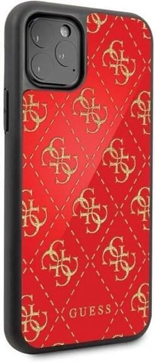 GUESS Double Layer Glitter Backcase iPhone 11 Pro - Rood