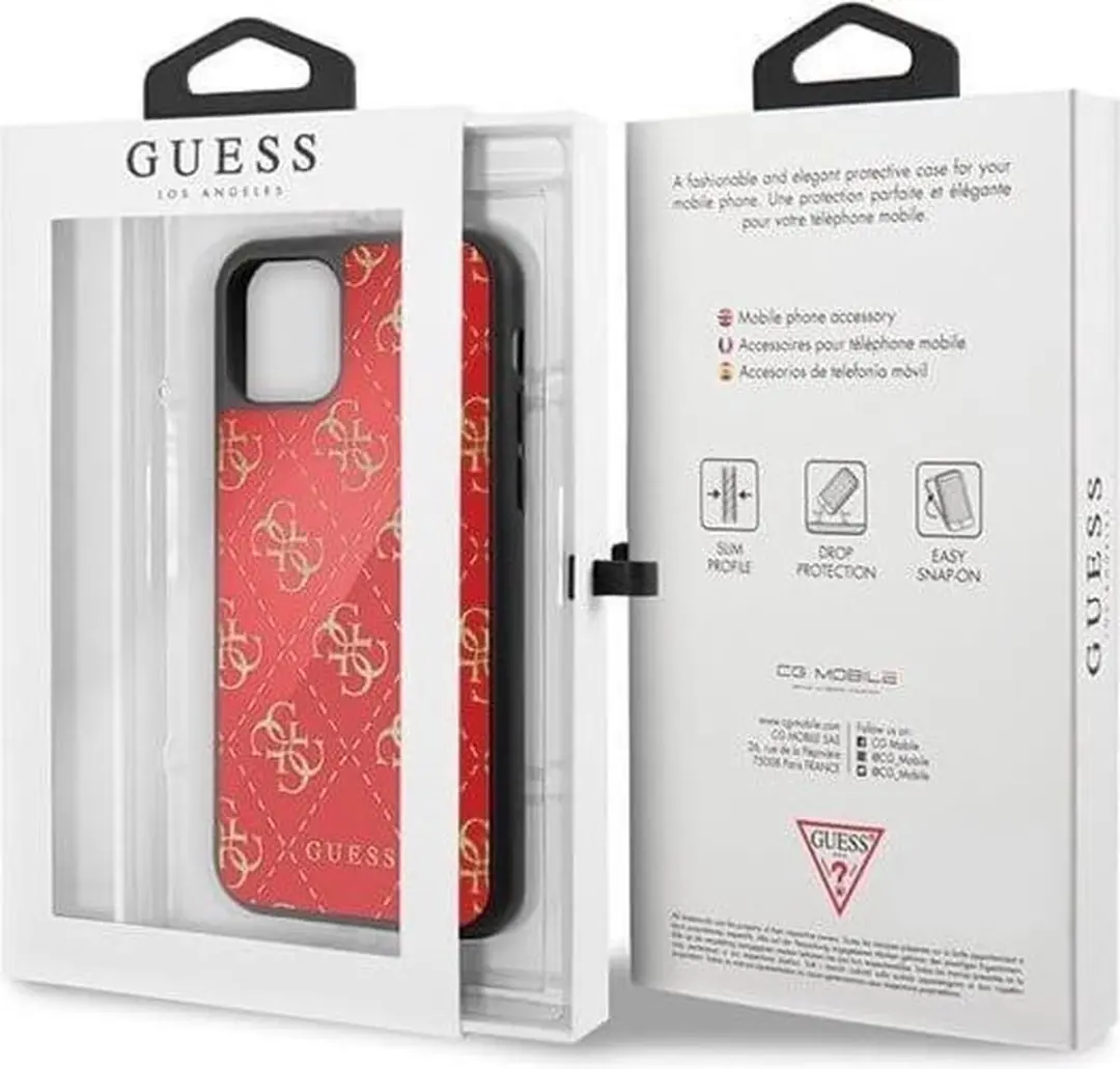 GUESS Double Layer Glitter Backcase iPhone 11 Pro - Rood - afbeelding 6 van 6