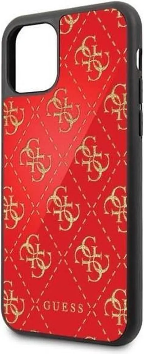 GUESS Double Layer Glitter Backcase iPhone 11 Pro - Rood