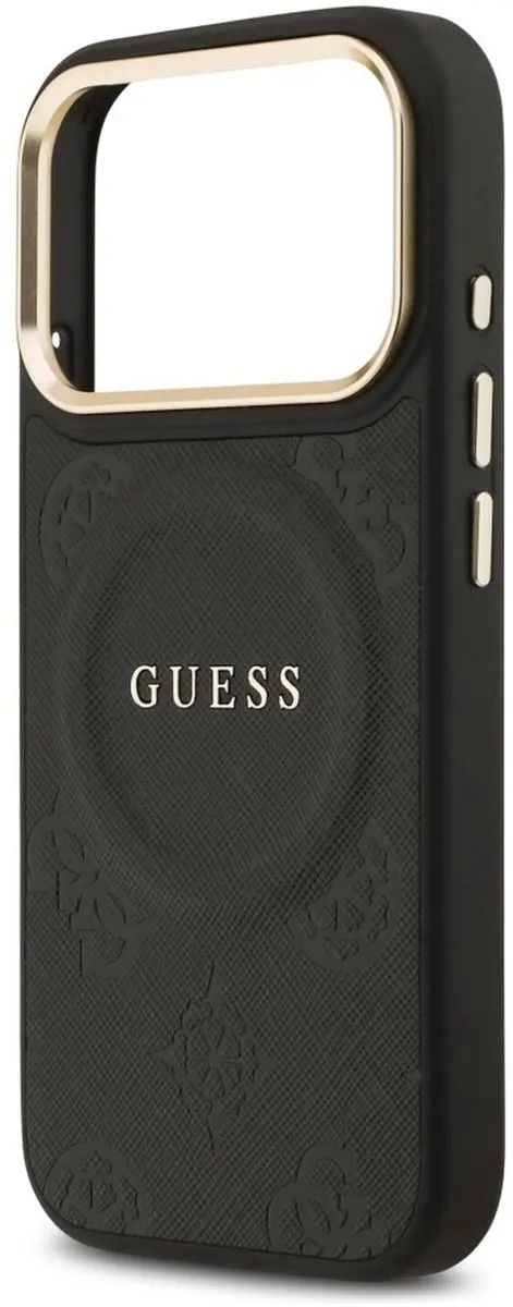 GUESS Peony Hot Stamp MagSafe Hoesje iPhone 17 Pro - Zwart