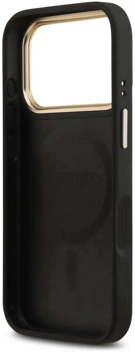 GUESS Peony Hot Stamp MagSafe Hoesje iPhone 17 Pro - Zwart
