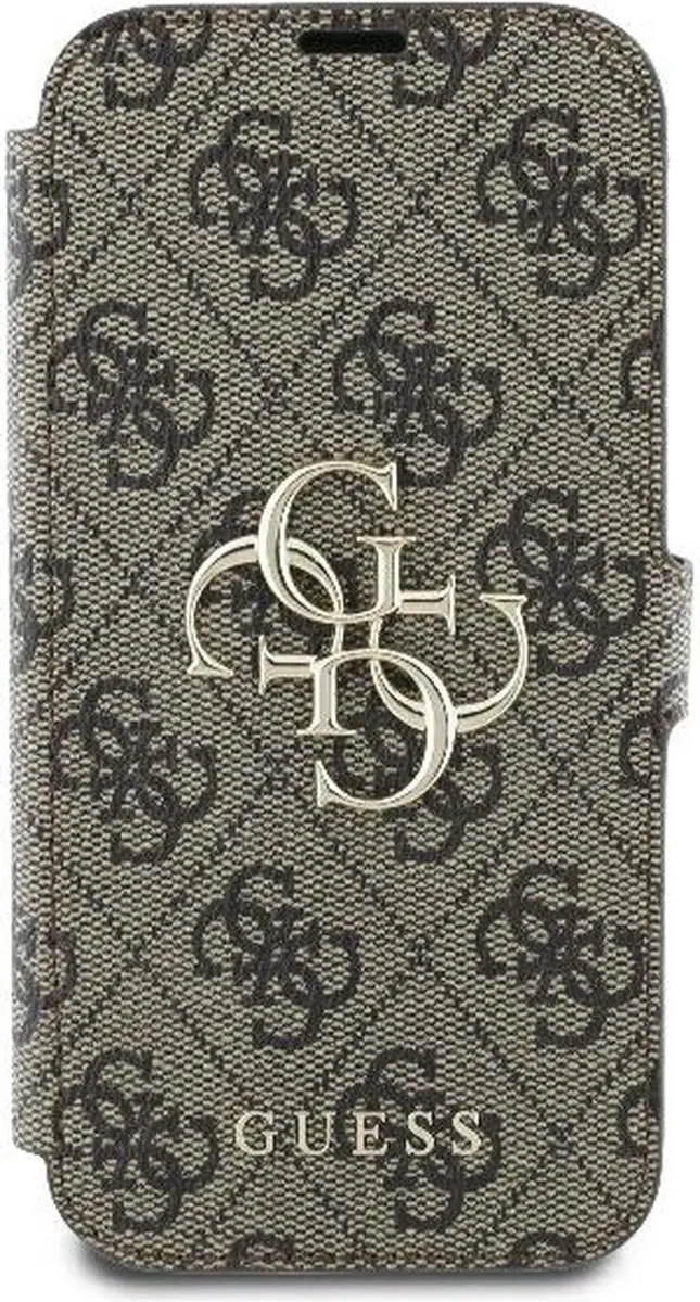 GUESS 4G Big Metal Logo Book Wallet Case - iPhone 16 Plus - Bruin
