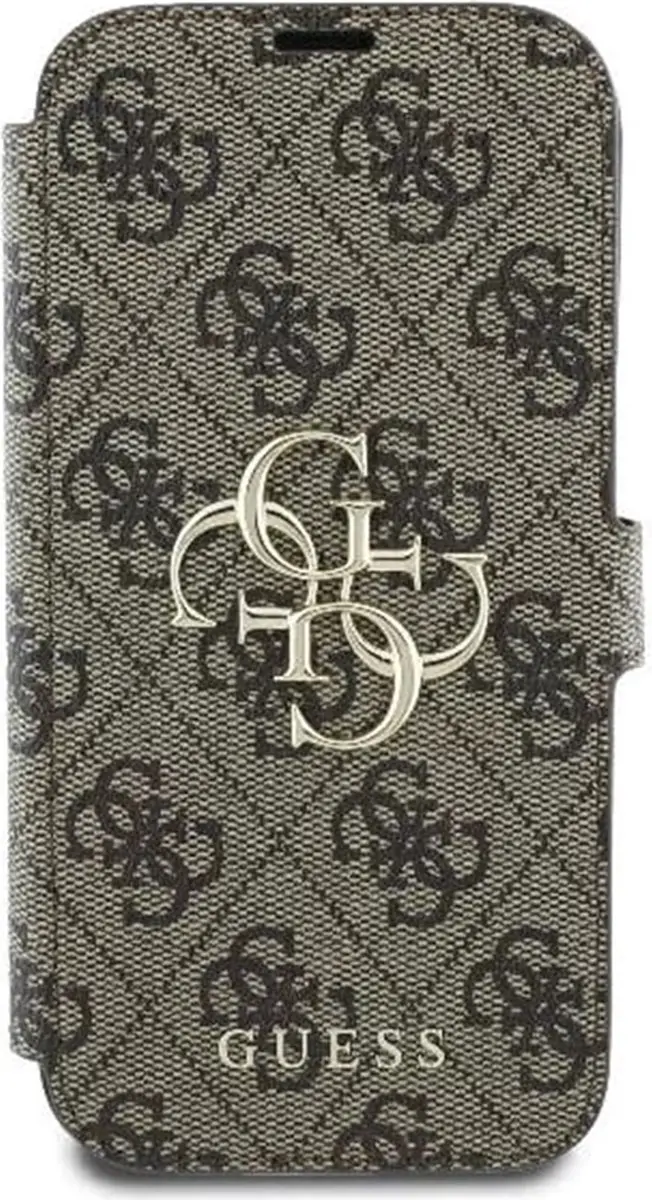 GUESS 4G Big Metal Logo Book Wallet Case - iPhone 16 Plus - Bruin