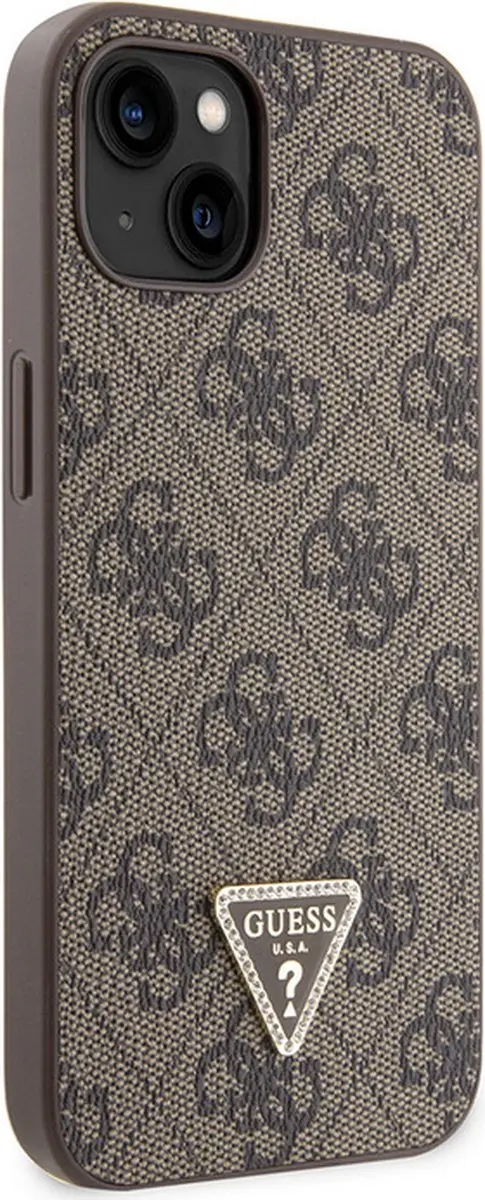 GUESS 4G Triangle Crossbody Hoesje - iPhone 14 - Bruin