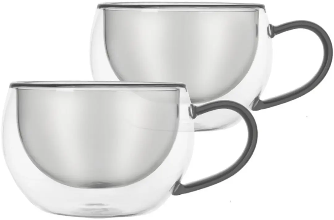 Orion Thermische Glazen 300ml - Dubbele Wand - Set van 2 - Zwart