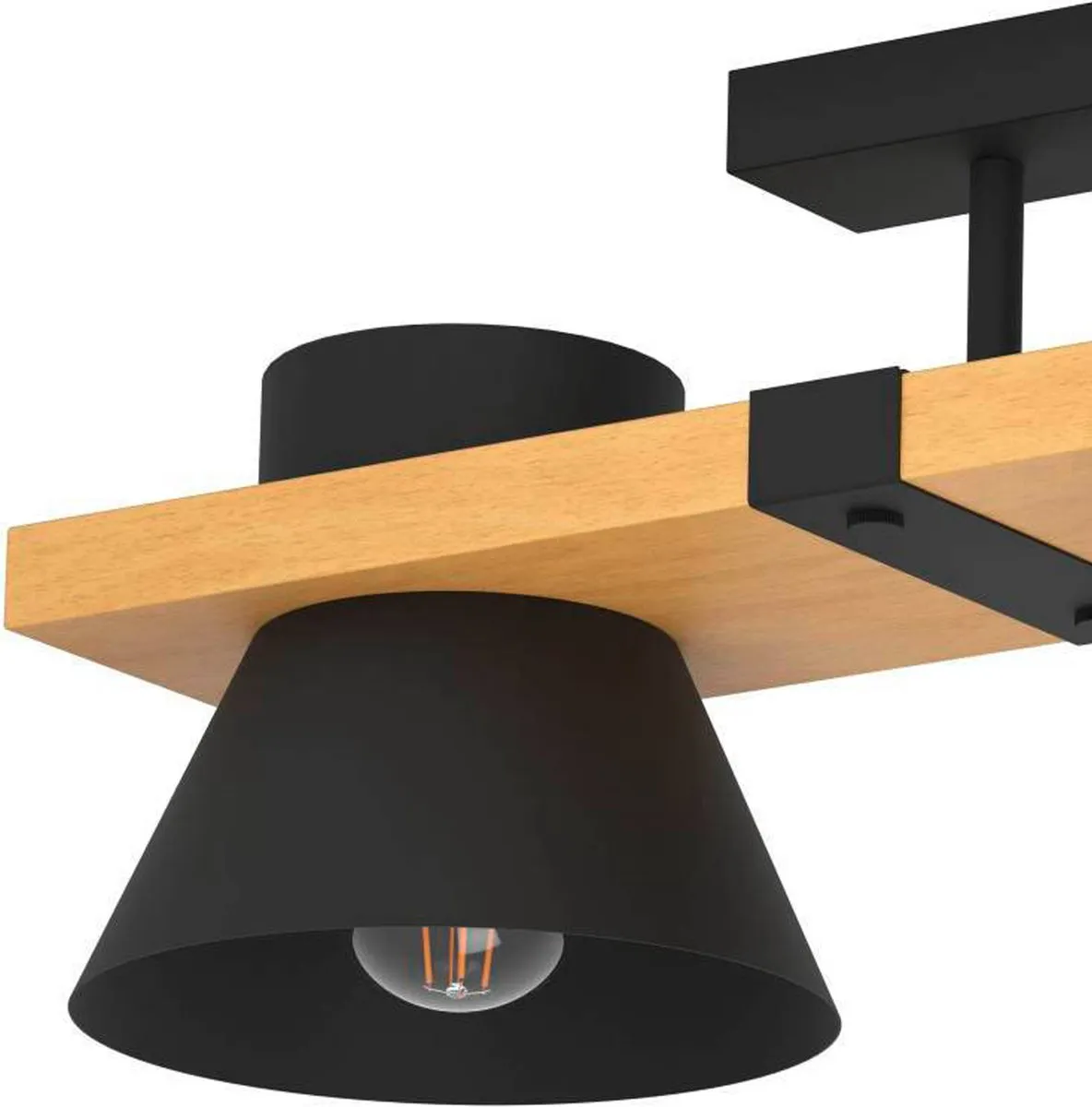 Eglo Maccles Plafondlamp 78cm - 3 Lichtpunten - Zwart/Bruin