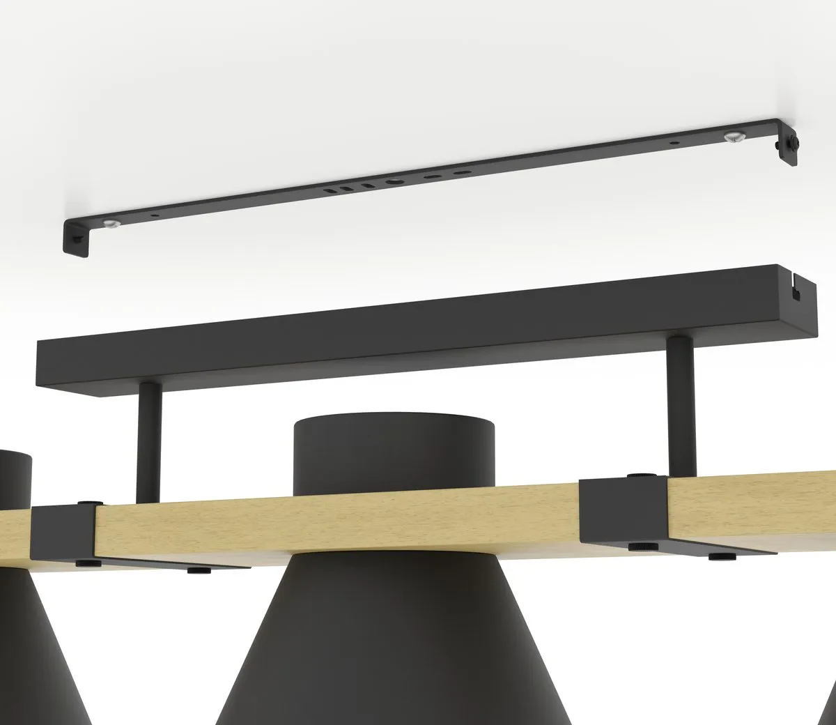 Eglo Maccles Plafondlamp 78cm - 3 Lichtpunten - Zwart/Bruin