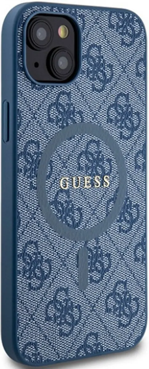 Guess 4G Back Case MagSafe iPhone 15 - Blauw